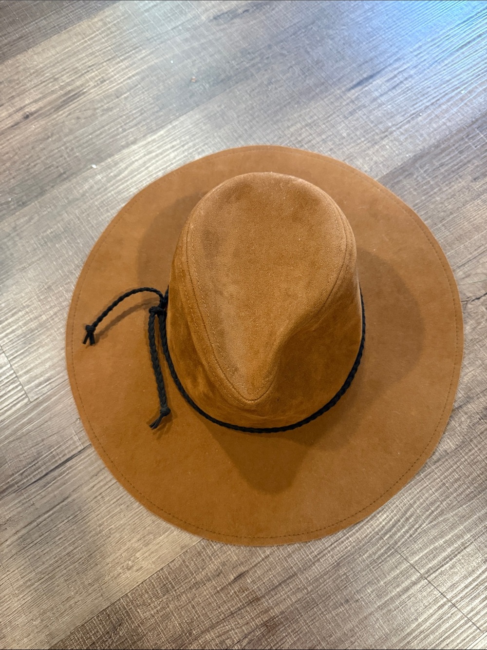 Altar'd State faux Suede Wide-Brim Brown Hat with Black Band